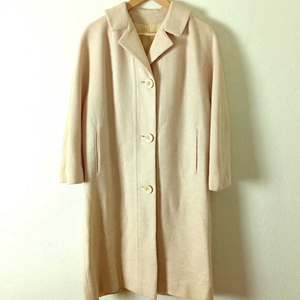 Vintage 1950s-60s Cream Wool Coat